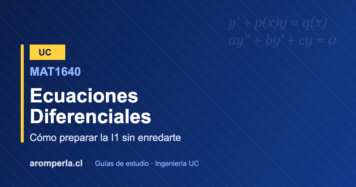 Guía de la I1 de Ecuaciones Diferenciales MAT1640 en la UC