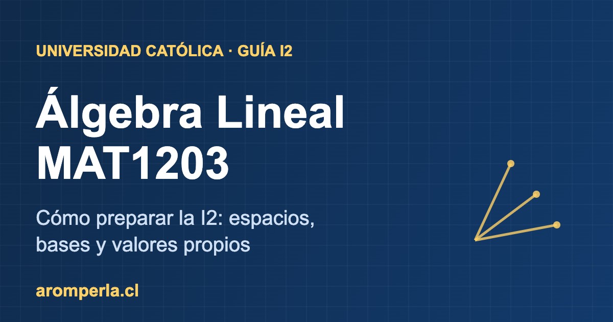 Álgebra Lineal MAT1203 UC: guía para preparar la I2