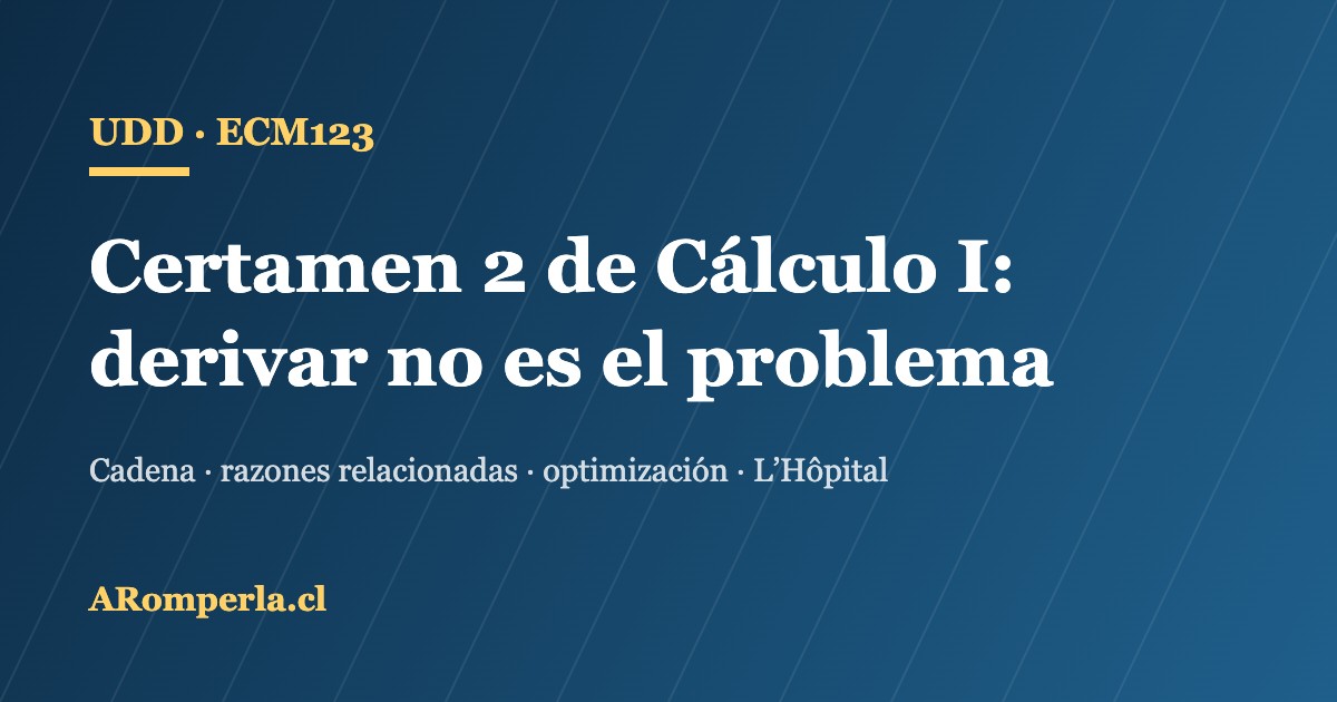 Certamen 2 de Cálculo I (ECM123) UDD: derivar no es el problema