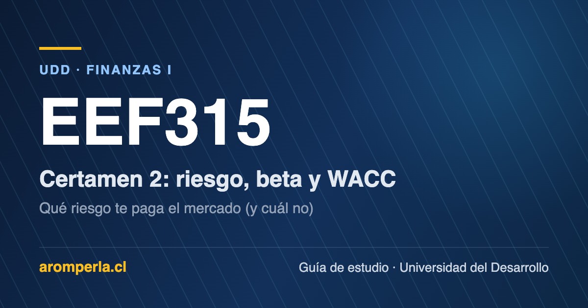 Finanzas I EEF315 UDD: el C2 se juega en el riesgo sistemático