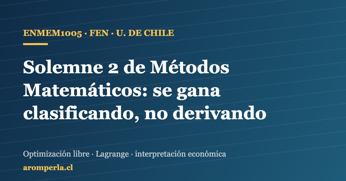 Métodos Matemáticos ENMEM1005 FEN: la Solemne 2 se gana clasificando, no derivando
