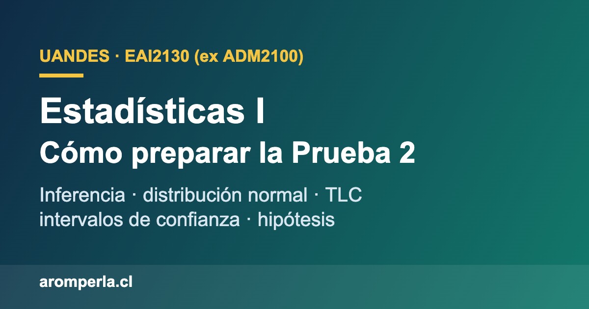 Estadísticas I EAI2130 UAndes: cómo preparar la Prueba 2 (inferencia y distribuciones)