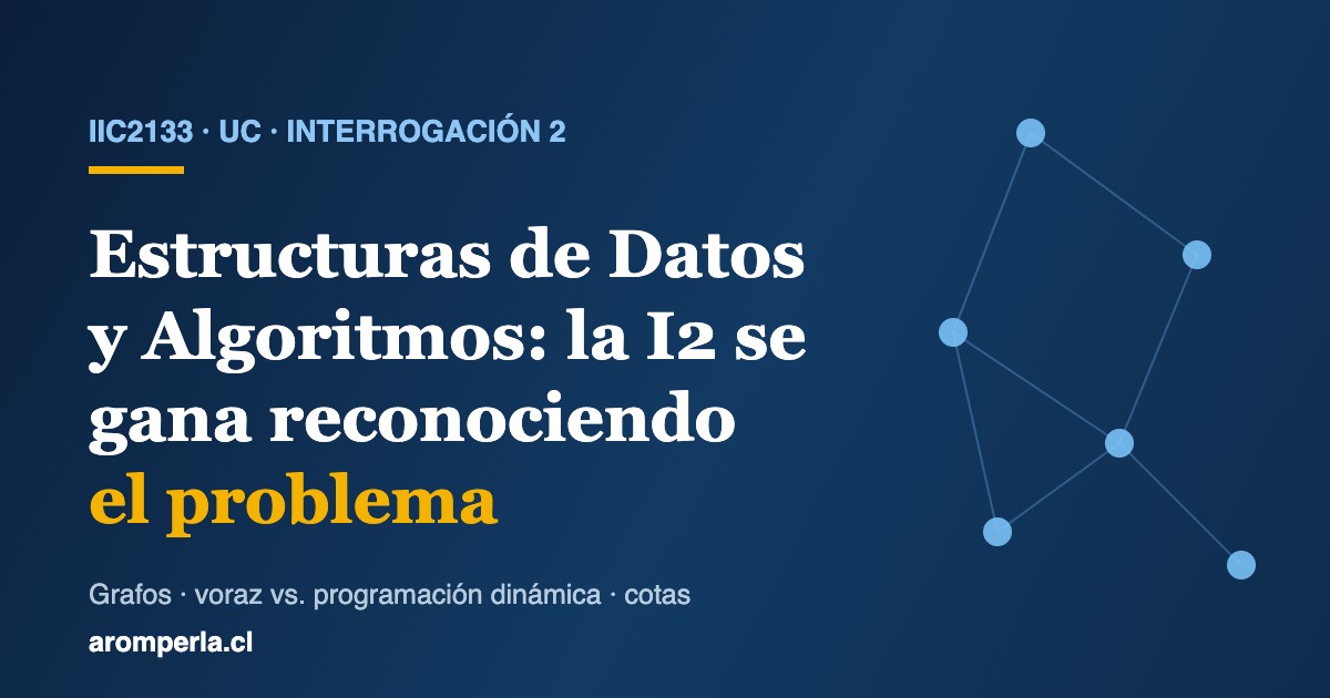 Portada de la guía de la I2 de IIC2133 en la UC, con un grafo esquemático