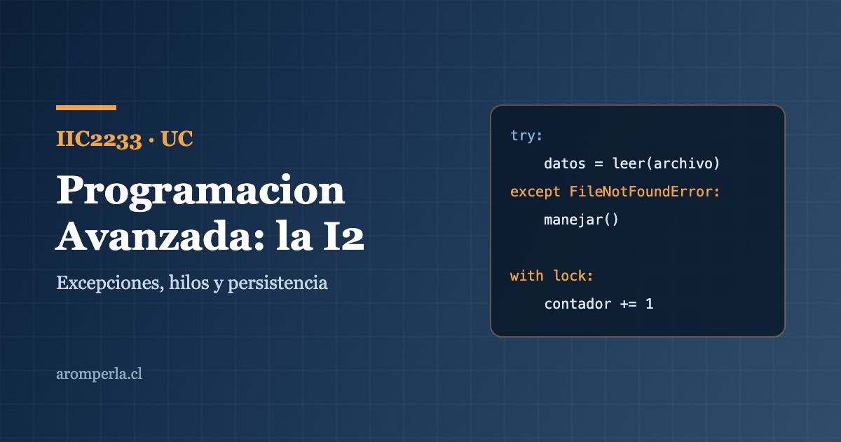 Bloque de codigo con manejo de excepciones y un lock, para la I2 de IIC2233 en la UC