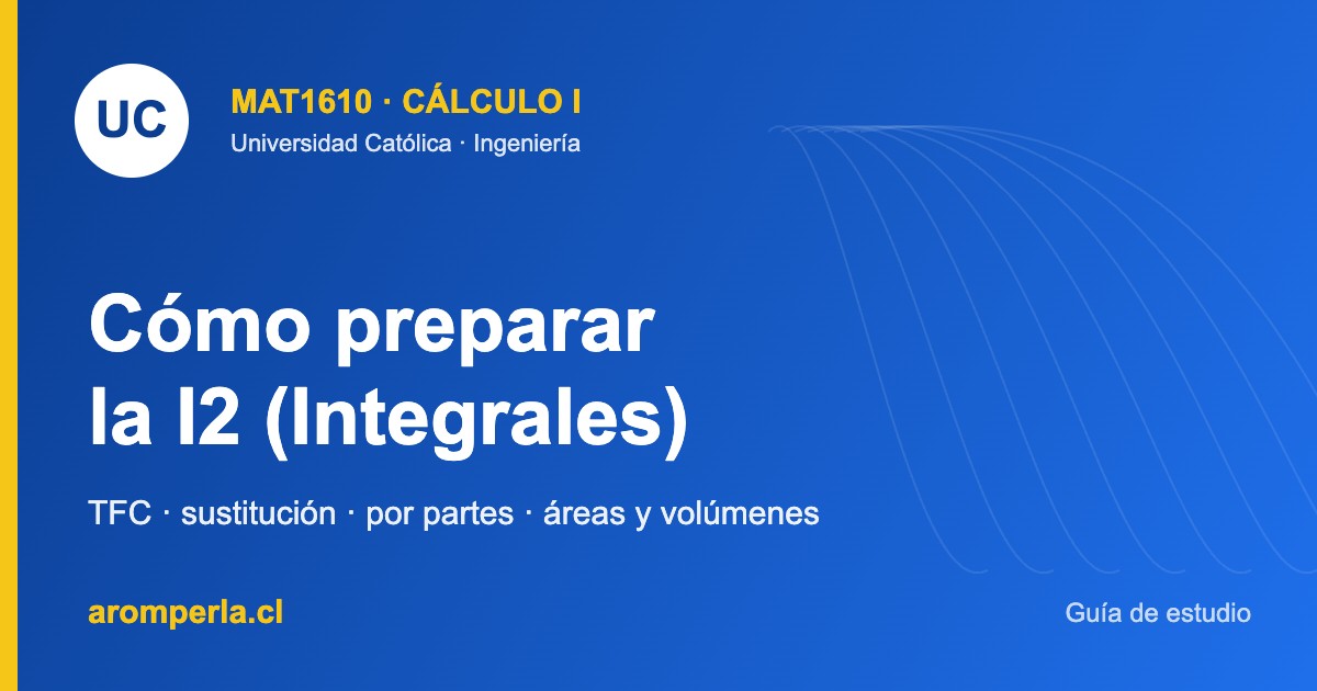 Guía para preparar la I2 de Cálculo I MAT1610 UC: integrales