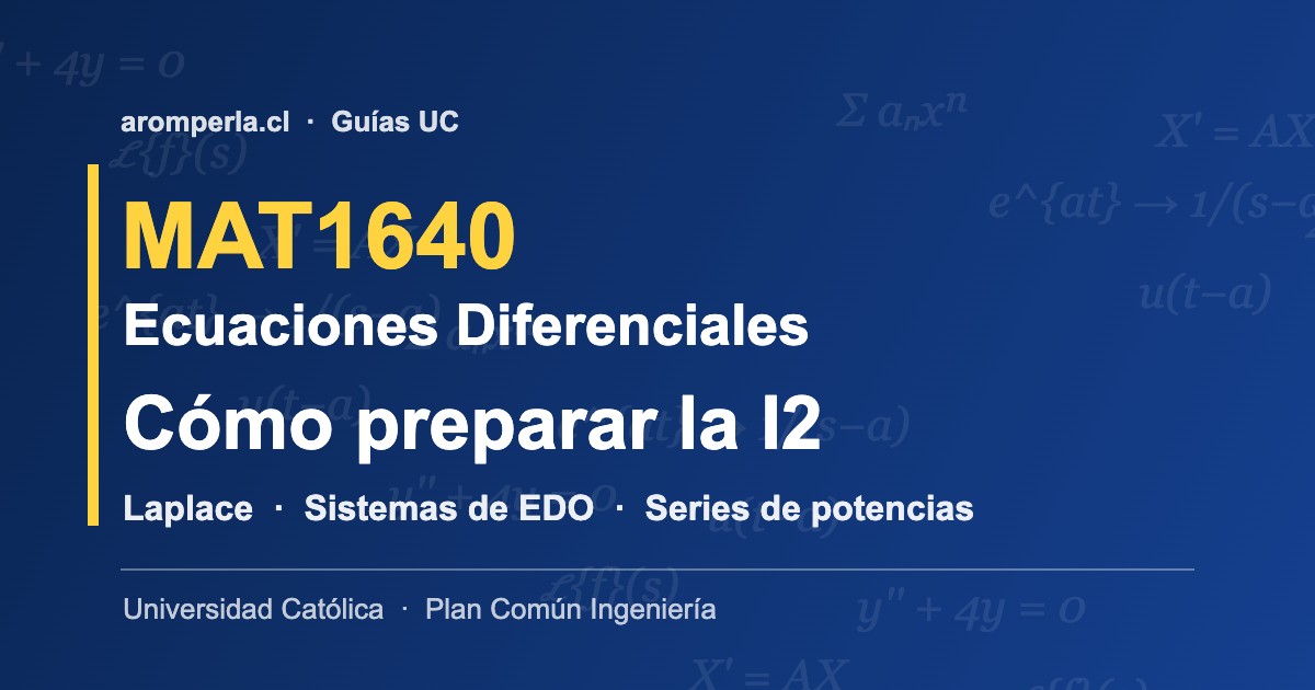 Guía I2 de Ecuaciones Diferenciales MAT1640 UC: Laplace, sistemas y series