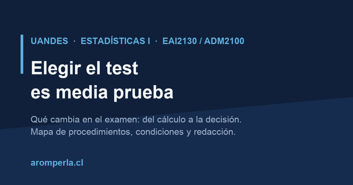 Estadísticas I EAI2130 UAndes: elegir el test es media prueba
