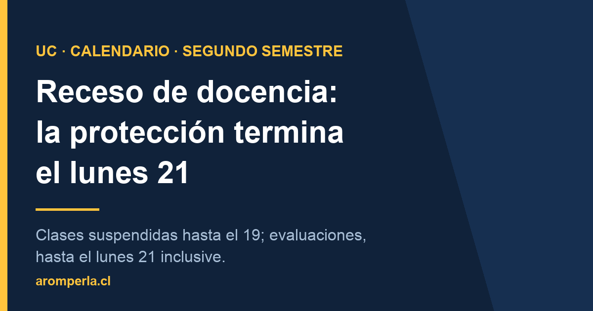 Portada: receso de docencia en la UC, las evaluaciones quedan suspendidas hasta el lunes 21 de septiembre