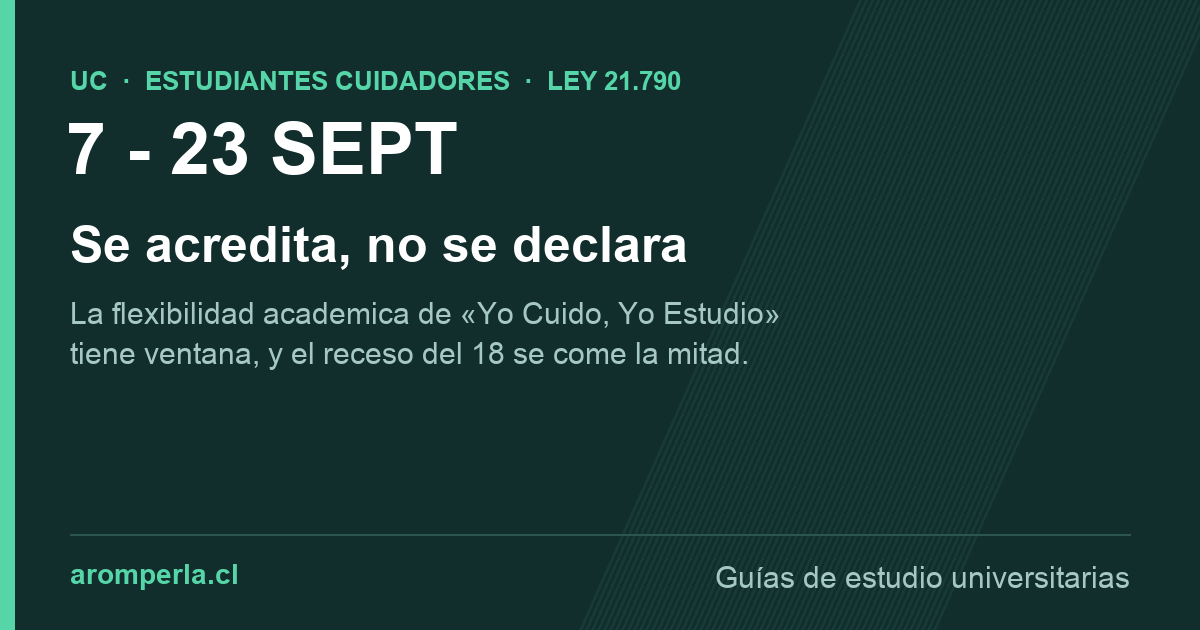 Portada: Yo Cuido, Yo Estudio en la UC, acreditacion entre el 7 y el 23 de septiembre